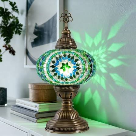 Vintage Turkish Mosaic Glass Table Lamp
